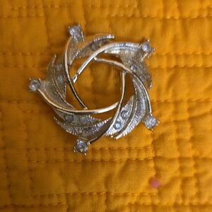 Vintage Brooch with Rhinestones (Feral Cat Pin)